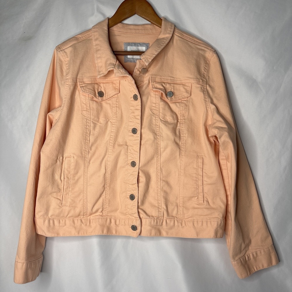 Market &‎ Spruce Women's XXL Peach Denim Jean Stretch Jacket